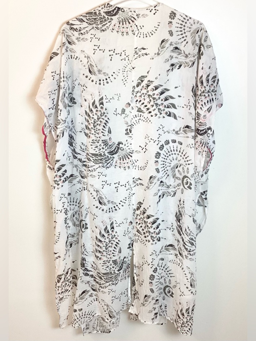Odd Molly Boho 100% Cotton Bird Print Swim Cover Up - White - One Size - Picture 5 of 9